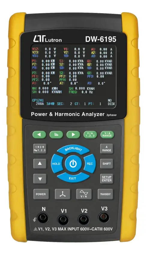DW-6195   جهاز قياس وتسجيل  وتحليل الطاقة الكهربية 3 فازات
