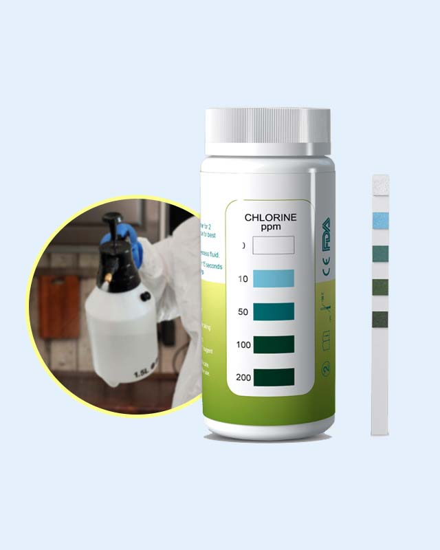 Chlorine Test Strips for Restaurants, 0-200 ppm