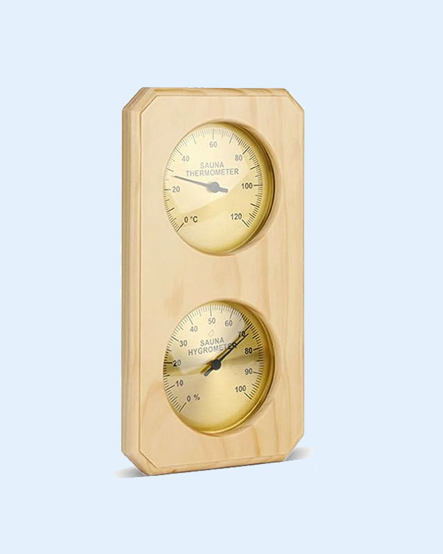 X-23B Wall Clock Wooden Sauna Room Bimetal Thermometer Hygrometer