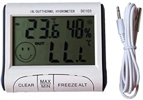 DC103     الالكترونية الرطوبة درجة الحرارة الداخلية والخارجية مع عقارب الساعة