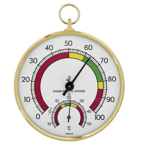 Analogue thermo-hygrometer with brass ring     45.2000
