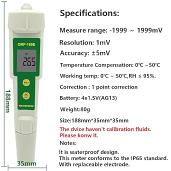 Digital Tester 169E ORP/Redox Tester Waterproof ORP Meter ORP   TPH01401