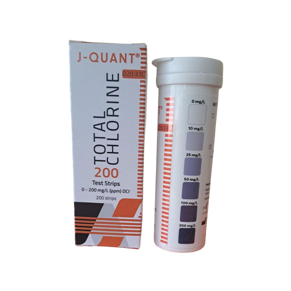 J-QUANT Total Chlorine Test Strips 0–200ppm, 200 Count