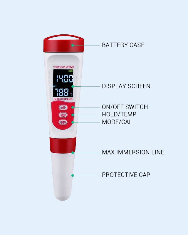 PH-300 pH Meter, Digital 4 in 1 PH EC TDS